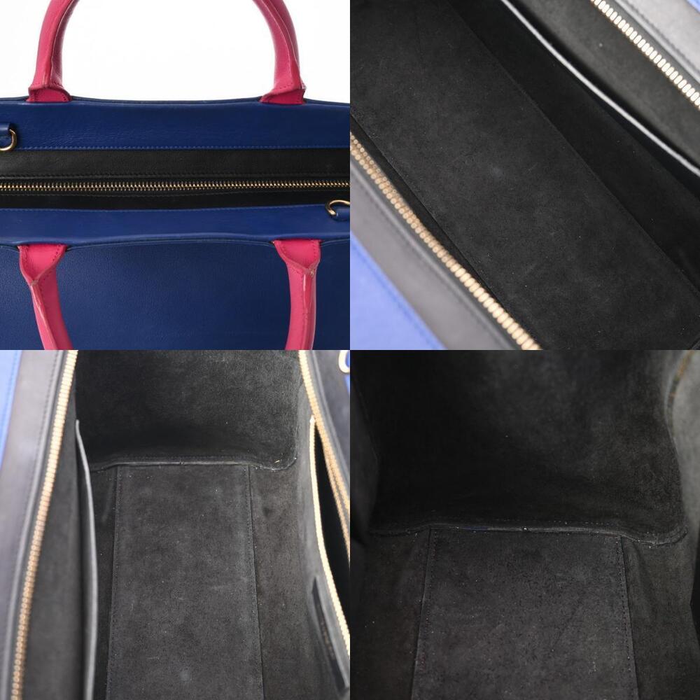 SAINT LAURENT Cavalieve Gauche Blue Pink White Leather Handbag - Picture 10 of 11